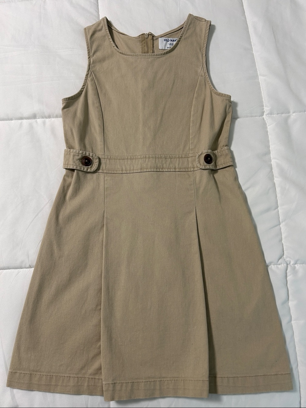 Old Navy Girls Tan Sleeveless A-Line School Dress Uniform -Jumper Size L 10-12